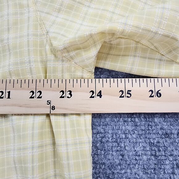 Woolrich Shirt Mens XL Yellow Plaid Seersucker Snap Front Button Hiking Pocket - Picture 6 of 16